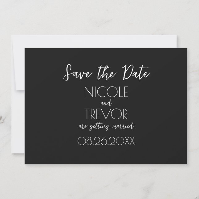 Create Your Own - Plain Black Minimalist Save The Date (Front)