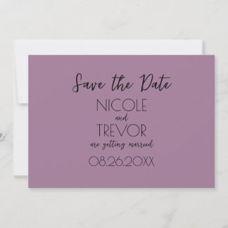 Create Your Own - Plain Mauve Minimalist Save The Date