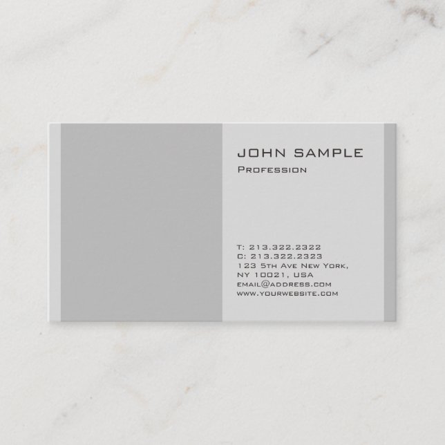 Create Your Own Plain Modern Professional Grey Business Card (Front)