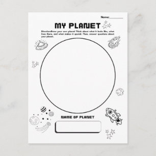Create Your Own Planet Drawing Postcard