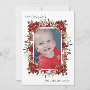 Create Your Own Poinsettias Happy Holidays Photo  Holiday Card