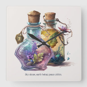 Create Your Own Potion Bottles Square Wall Clock