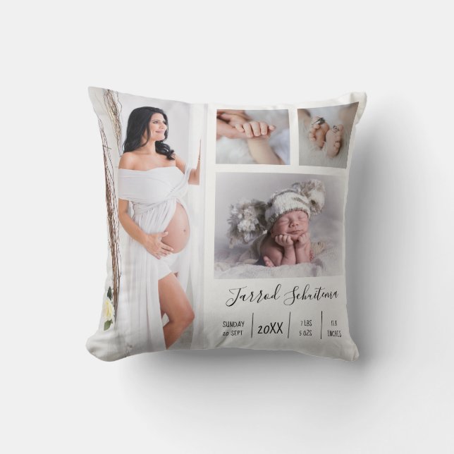 Create Your Own Pregnancy and Baby Boy Photo Cushion (Front)