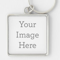 Create Your Own Premium Square Keychain, Large Key Ring