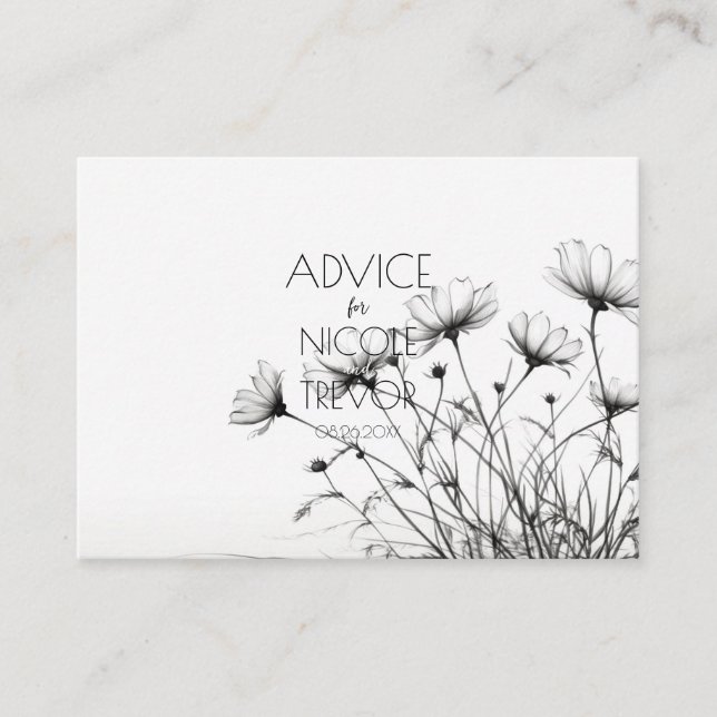 Create Your Own - Pretty B&W Flowers Advice Card (Front)