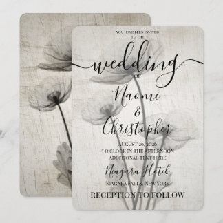 Create Your Own Pretty X-Ray Sepia Flowers Wedding Invitation