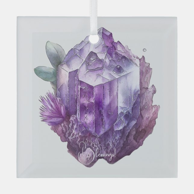 Create Your Own Purple Amethyst Crystals Glass Tree Decoration (Front)