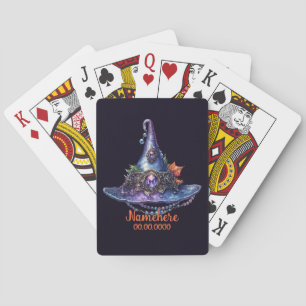 Create Your Own Purple Bejeweled Autumn Witch Hat Playing Cards
