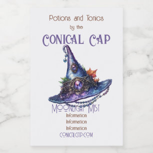 Create Your Own Purple Bejeweled Autumn Witch Hat Wine Label