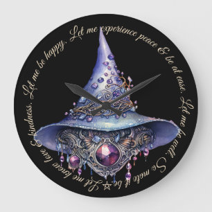 Create Your Own Purple Bejeweled Crystal Witch Hat Large Clock