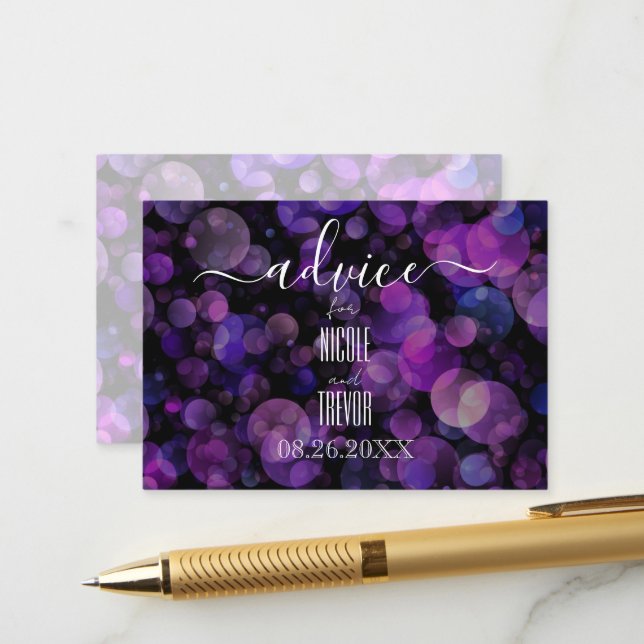 Create Your Own Purple Black Bokeh Advice Card (Front/Back In Situ)