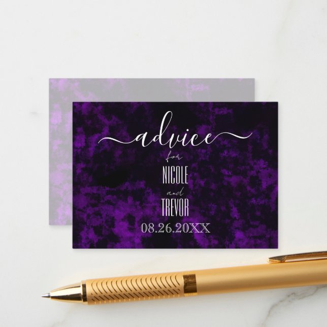 Create Your Own Purple Black Gothic Texture Advice Card (Front/Back In Situ)