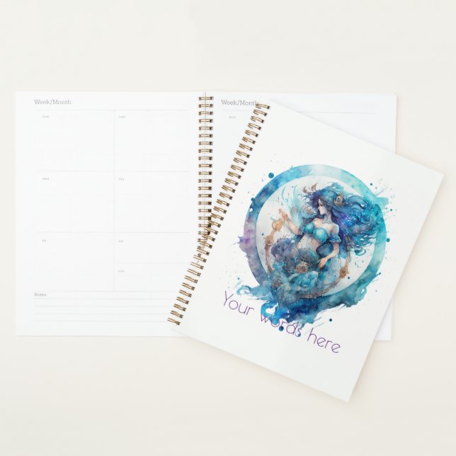 Create Your Own Purple & Blue Aquarius Zodiac Planner (Display)