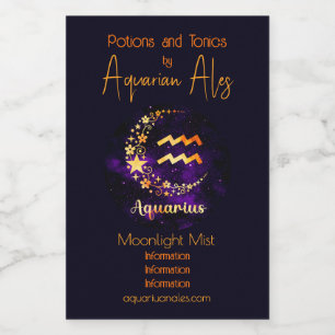Create Your Own Purple Celestial Aquarius Wine Label