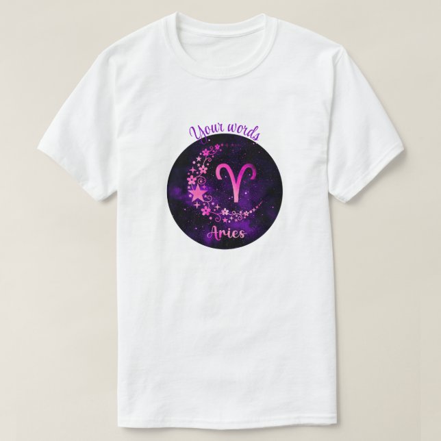 Create Your Own Purple Celestial Aries Zodiac T-Shirt (Design Front)