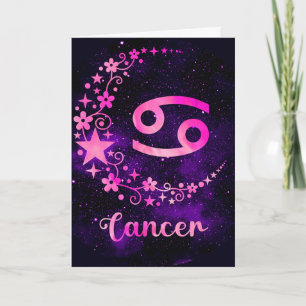 Create Your Own Purple Celestial Cancer Zodiac Holiday Card