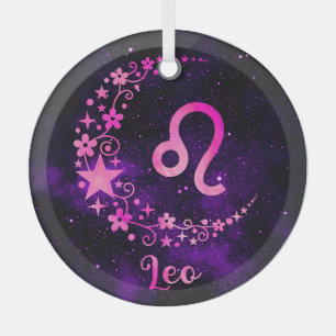 Create Your Own Purple Celestial Leo Zodiac Glass Tree Decoration