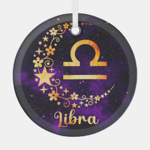 Create Your Own Purple Celestial Libra Zodiac Glass Tree Decoration