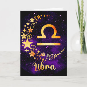 Create Your Own Purple Celestial Libra Zodiac Holiday Card