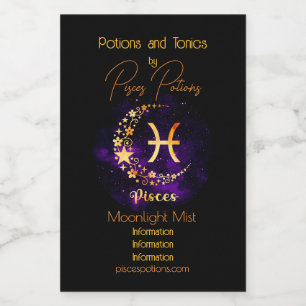 Create Your Own Purple Celestial Pisces Zodiac Wine Label