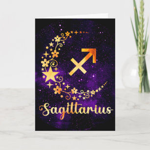 Create Your Own Purple Celestial Sagittarius Holiday Card