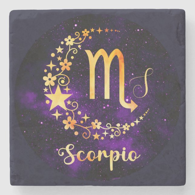 Create Your Own Purple Celestial Scorpio Stone Coaster (Front)