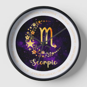 Create Your Own Purple Celestial Scorpio Zodiac Clock