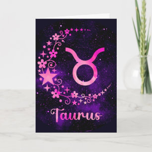 Create Your Own Purple Celestial Taurus Zodiac Holiday Card