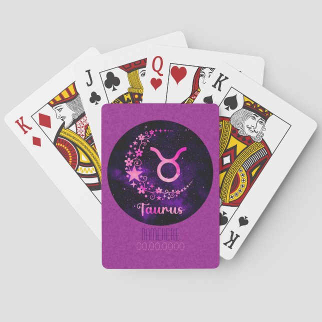 Create Your Own Purple Celestial Taurus Zodiac Playing Cards (Back)