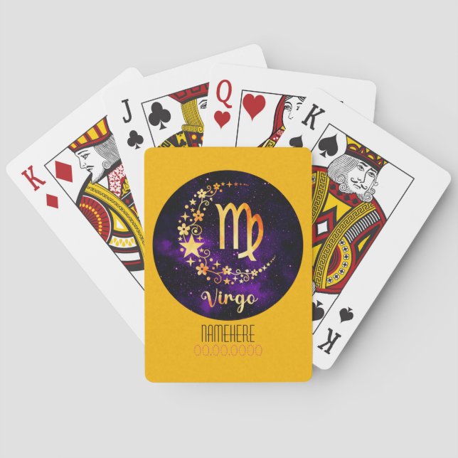 Create Your Own Purple Celestial Virgo Zodiac Playing Cards (Back)