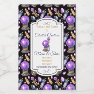 Create Your Own Purple Crystal Ball Wine Label