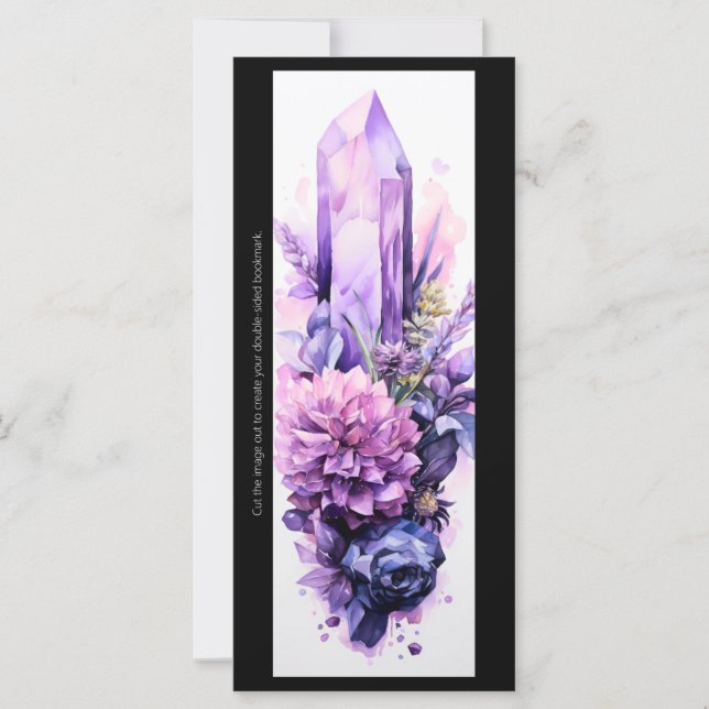 Create Your Own Purple Crystals & Flowers Bookmark (Front)