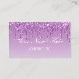 Create Your Own Purple Dripping Glitter Business Card