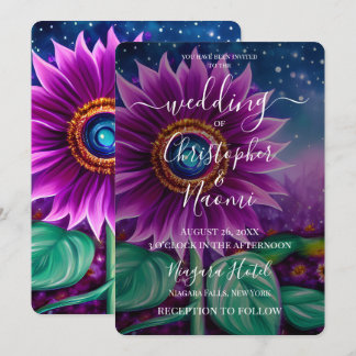 Create Your Own Purple Fantasy Flower Wedding Invitation