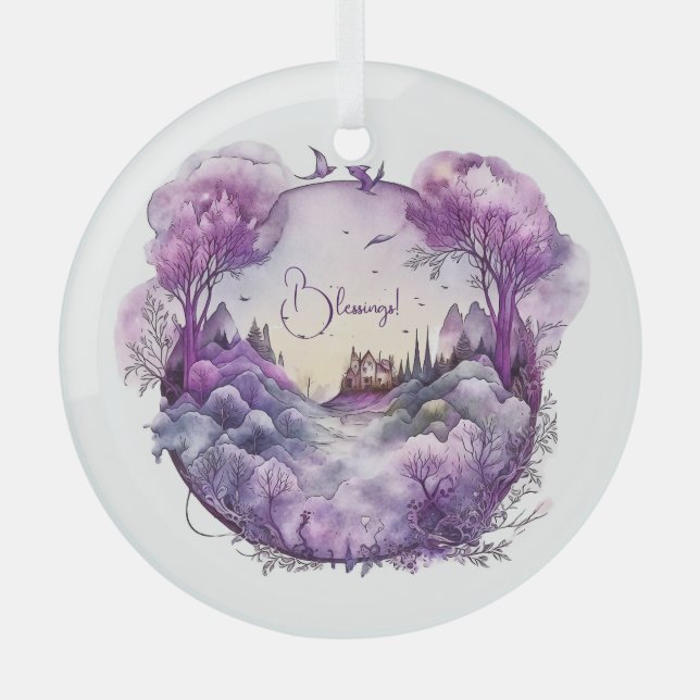 Create Your Own Purple Fantasy Landscape Glass Tree Decoration (Front)
