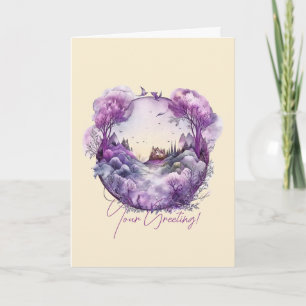 Create Your Own Purple Fantasy Landscape Holiday Card