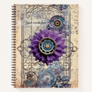 Create Your Own Purple Floral Steampunk Ephemera Notebook