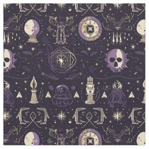Create Your Own Purple & Gold Magic Symbols Black Fabric