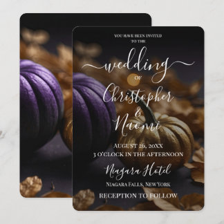 Create Your Own Purple & Gold Pumpkins Invitation