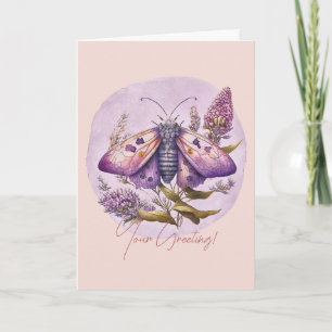 Create Your Own Purple Moth & Wildflowers Holiday Card