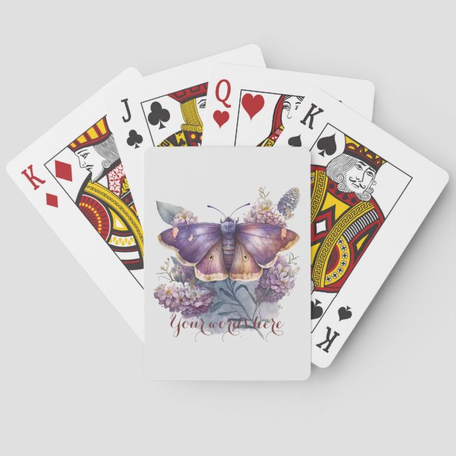 Create Your Own Purple Moth Wildflowers Playing Cards (Back)