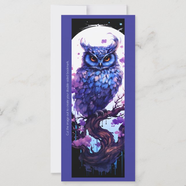 Create Your Own Purple Owl Moon Bookmark Card (Front)