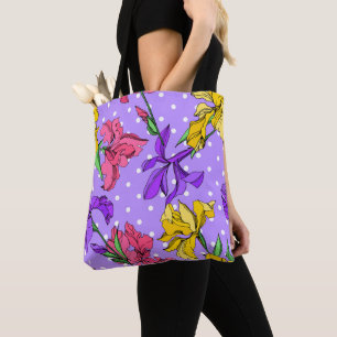 Create your own Purple pattern Watercolor floral Tote Bag