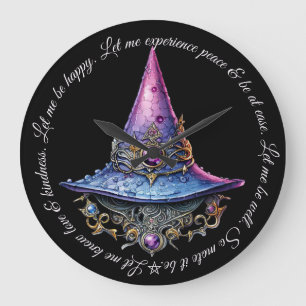 Create Your Own Purple Pink Bejeweled Witch Hat Large Clock
