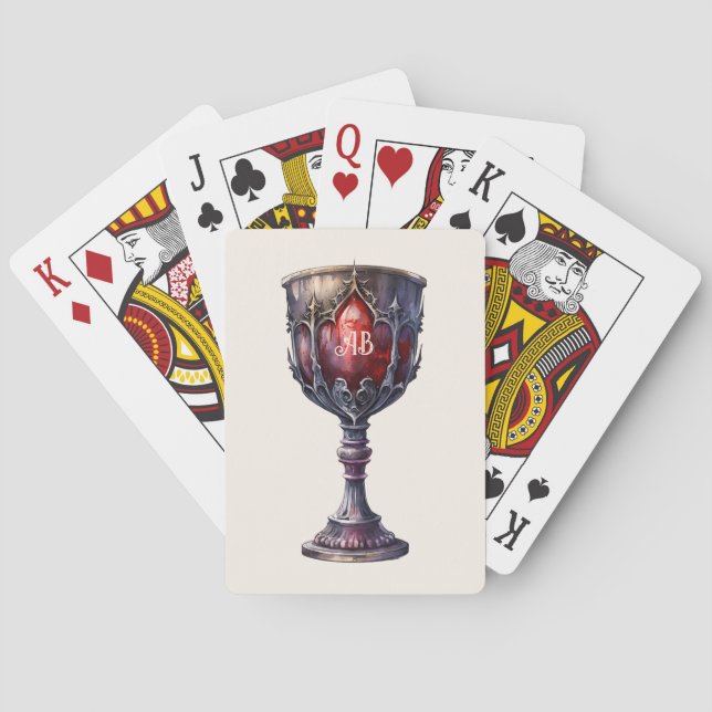 Create Your Own Purple & Red Chalice Playing Cards (Back)