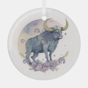 Create Your Own Purple Watercolor Taurus Zodiac Glass Tree Decoration