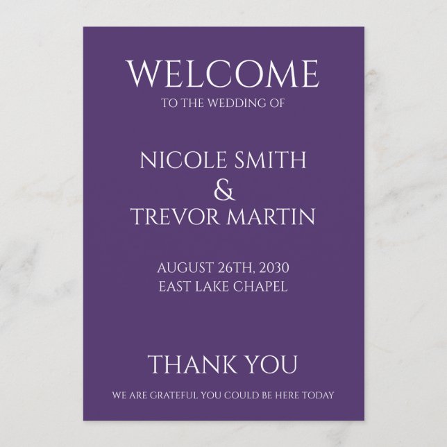 Create Your Own - Purple Wedding Program (Front)