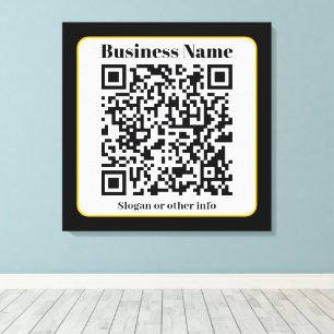 Create Your Own QR Code Black White Gold Border Canvas Print
