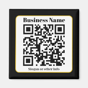 Create Your Own QR Code   Black White Gold Border Magnet