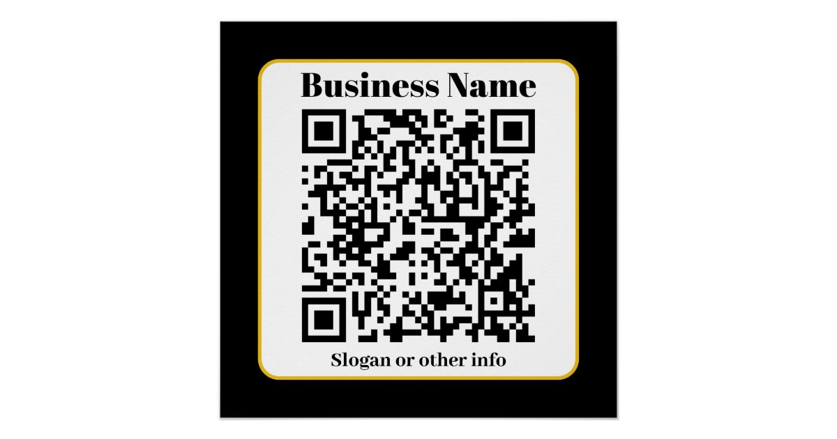 Create Your Own QR Code | Black White Gold Border Poster | Zazzle